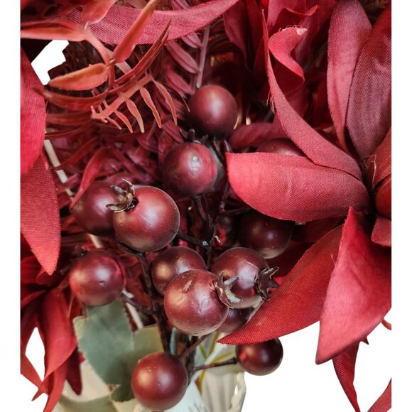 Burgundy Faux Flower Mixed Bouquet 11 Stems Floral Arrangement Realistic - Picture 15 of 16